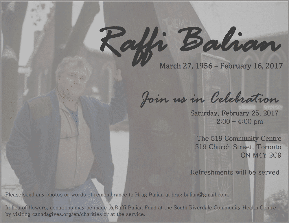 In Memory of Raffi Balian