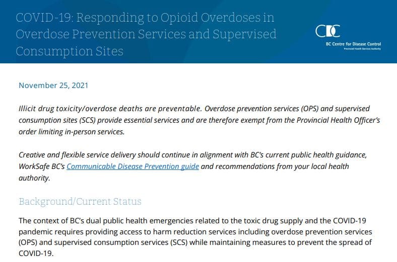 COVID-19: Responding to Overdoses in OPS and SCS